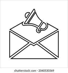 Advertising, marketing, megaphone, email marketing line icon.