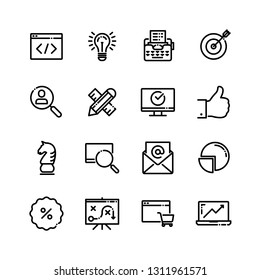 Advertising and Marketing Related Vector Line Icons