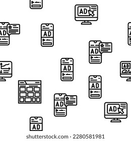 advertising media internet vector seamless pattern thin line illustration
