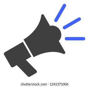 Advertising megaphone vector icon symbol. Flat pictogram is isolated on a white background. Advertising megaphone pictogram designed with simple style.