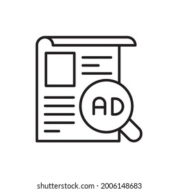 Advertising Message vector outline icon style illustration. Marketing and advertising symbol EPS 10 file