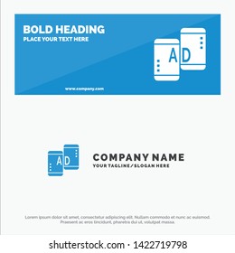 Advertising, Mobile, Mobile Advertising, Marketing SOlid Icon Website Banner and Business Logo Template