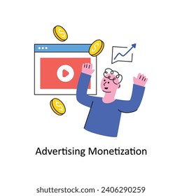 Vector de monetización de publicidad Ilustración de diseño de esquema rellenado. Símbolo del archivo EPS 10 de fondo blanco 