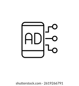 Concepto de red publicitaria en smartphone. Ilustración de marketing online