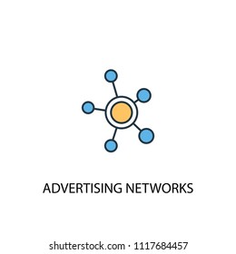 Advertising Networks concept 2 colored line icon. Simple yellow and blue element illustration. Advertising Networks concept outline symbol design from Social Media Marketing set.