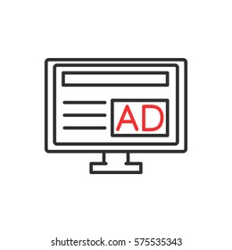 Advertising on the computer. Banner on website