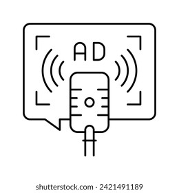 advertising on radio line icon vector. advertising on radio sign. isolated contour symbol black illustration
