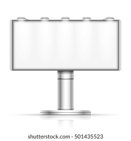 Advertising outdoor blank billboard isolated on white vector mockup. Street banner for promotion illustration