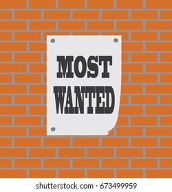 advertising paper against brick wall background 