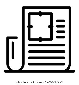 Icono de destino de papel de publicidad. Esquema de papel de publicidad icono vectorial de destino para el diseño web aislado en fondo blanco