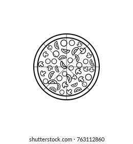 advertising pizza line icon on white background