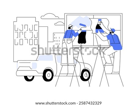 Advertising placement isolated cartoon vector illustrations. Workers hang an advertisement on a billboard, marketing strategy, professional promotion service, product placement vector cartoon.