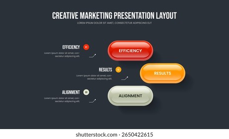 Advertising Plan 3 Option Infographic Frame Layout. Enterprise Launch Three Element Diagram Slide Template. Sales Profile Slideshow Design Vector Illustration.