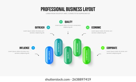 Advertising Plan 5 Option Infographic Presentation Layout. Project Visualization Slideshow Design Vector Illustration. Service Campaign Five Element Diagram Frame Template.