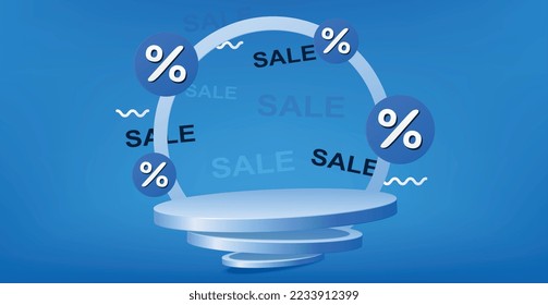 Advertising podium scene for sales and discounts. Promotion banner template for special offers.