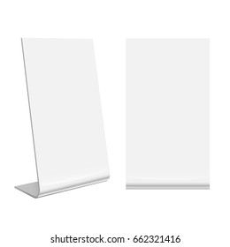 Advertising POS POI Retail Trade Stand stand banner on the white background. Mock Up Template. Front view and perspective view Vector illustration.