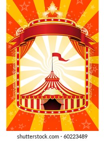 Advertising poster with banner and Big Top Circus