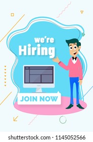 Advertising poster or banner design for job recruitment concept. We are hiring advertisement template design.