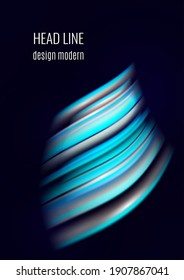 Afiche publicitario, franjas suaves brillantes sobre un fondo negro, diseño futurista. Moderna invitación a las fiestas en club, música de baile. Ilustración vectorial.