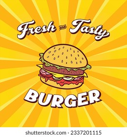 advertising poster cartoon burger illustration