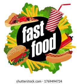 Advertising poster for the food sold in fastfoods.