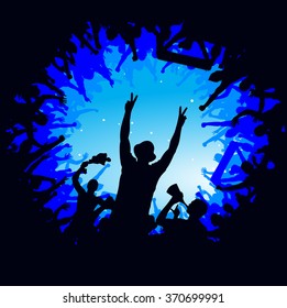 Advertising poster of people cheering