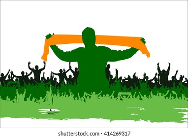 Advertising poster of people cheering 