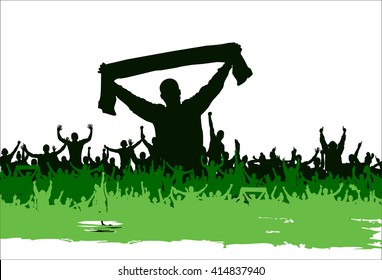 Advertising poster of people cheering