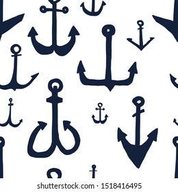 Advertising poster seamless pattern anchor cartoon. Cast forged or welded construction. Anchor different shapes and designs. Designed to hold ships. Vector illustration. Vector illustration.