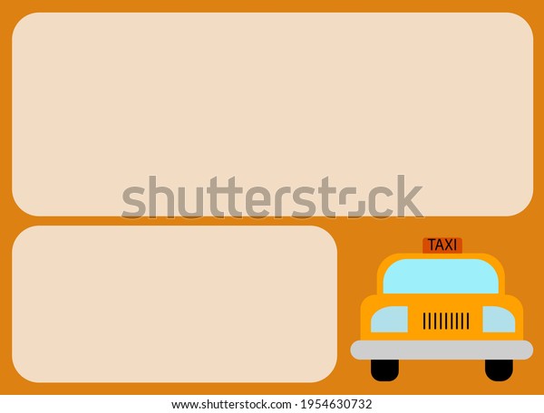 Advertising poster for the taxi service.\
Vector drawing of a yellow car with a taxi\
symbol