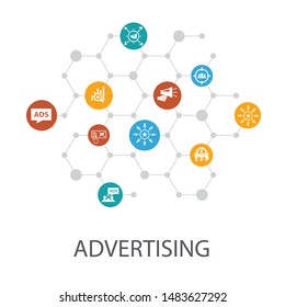 advertising presentation template, cover layout and infographics. Market research, Promotion, Target group, Brand Awareness icons
