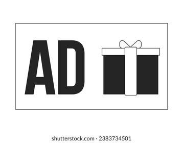 Ilustración vectorial del premio de publicidad bw. Haga clic en el presente. objeto monocromático de línea plana 2D para diseño de interfaz de usuario web. Imagen de héroe de contorno aislado editable por ciberdelitos