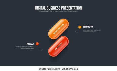 Advertising Profile Frame Layout Vector Illustration. Company Plan 2 Element Infographic Slide Design. Modern Innovation Two Step Diagram Presentation Template.