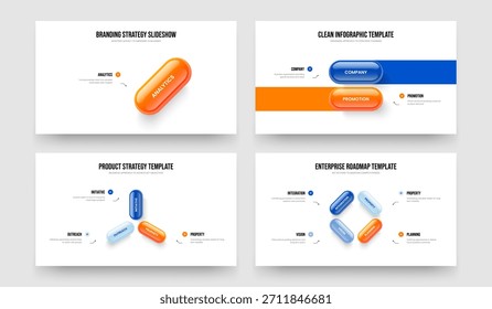 Advertising Profile One Two Three Four Option Infographic Presentation Layout Vector Illustration Set. Service Visualization 1 2 3 4 Step Diagram Frame Template Collection.