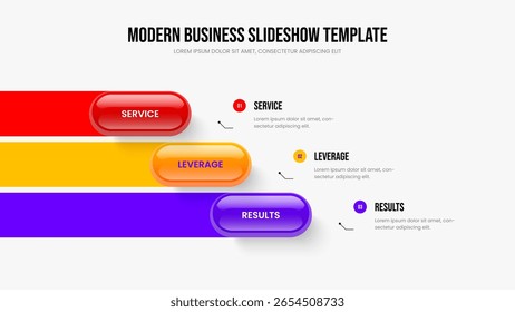 Ilustração de vetor de layout de apresentação de perfil de anúncio. Modelo de Quadro de Infográfico de Três Etapas para Estratégia Empresarial. Design de apresentação de slides de diagrama de opção 3 do Digital Planning.