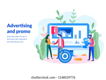 Advertising and promo Concept for web page, banner, presentation, social media, documents, cards, posters. Vector illustration