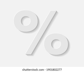 Advertising promo graphic element of white percent symbols on white backdrop, shapes formed by shadow and light, discount element