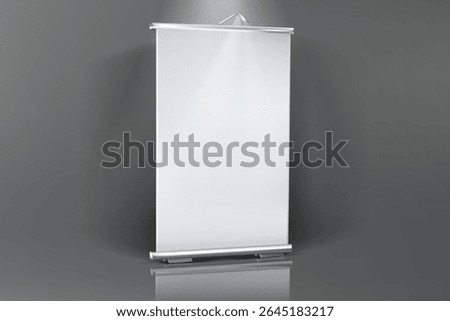 Advertising and promo white empty information booth stand or roll up board. Realistic vector illustration set of blank portable vertical pullup info banner mockup for ad and product presentation.