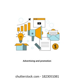 Advertising and promotion concept. Vector template for website, mobile website, landing page, ui.