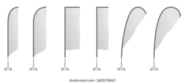 advertising or promotion flag set vector illustration isolated on white background.