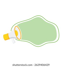 Advertising or promotion text with separate amplifier on white background, referral marketing, customer loyalty program, announcement, flat vector illustration.
