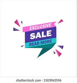 Advertising Purple Sale banner template design. Flat origami speech bubble special offer discount vector illustration.