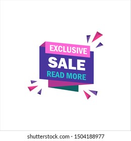 Advertising Purple Sale banner template design. Flat origami speech bubble special offer discount vector illustration. Shop or online shopping. Sticker, badge, coupon, store. Vector Illustration.