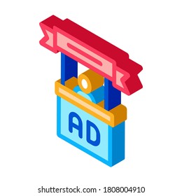 vector de icono del centro de recepción de publicidad. señal del centro de recepción de publicidad isométrica. ilustración de símbolo aislado de color