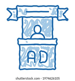 advertising reception center sketch icon vector. Hand drawn blue doodle line art advertising reception center sign. isolated symbol illustration