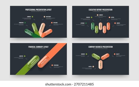 Informe publicitario 4 5 2 3 Paquete de diseño de presentación de diapositivas de infografía de elementos. Escaparate de mercado Cuatro Cinco Dos Tres Opciones Diagrama Presentación Plantilla Ilustración vectorial Conjunto.