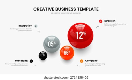 Diseño de marco de gráfico de cuatro elementos. Diseño de la diapositiva del diagrama de 4 pasos de innovación empresarial. Ilustración vectorial de Plantilla de presentación de Plan simple.