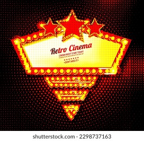 Advertising with retro lightbox on background for banner design. Vector design banner. Vector stage. Illustration