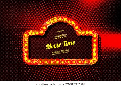 Advertising with retro lightbox on background for banner design. Vector design banner. Vector stage. Illustration