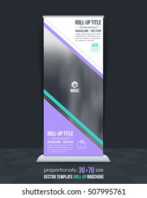 Advertising Roll Up Banner Vector Background. Corporate Roll-up Cover Design with Image Add Feature, Business Elements and Print Ready Flat Style Rollup Ad or Website Vertical Banners Template